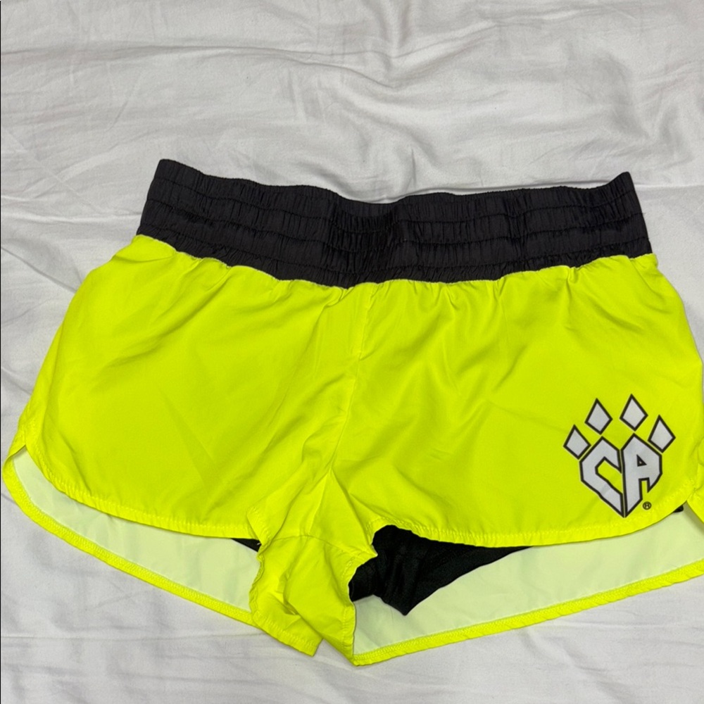 Girls  Yellow practice shorts cheer athletics